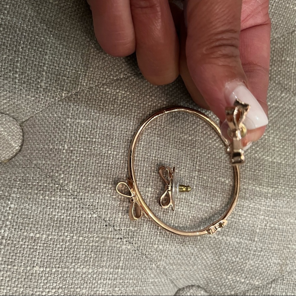 Kate spade rose gold bow earrings and bangle